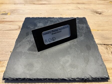 Digitaal buffetlabel 2,9 inch &ndash; met acrylhouder